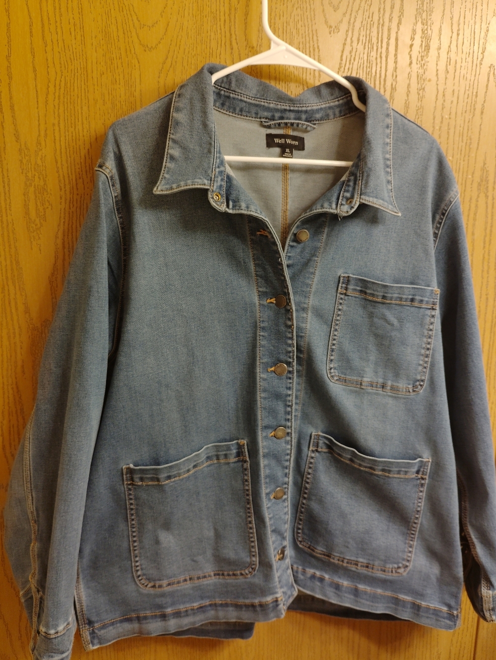 Well Worn Light Blue Denim Jacket with Black Label